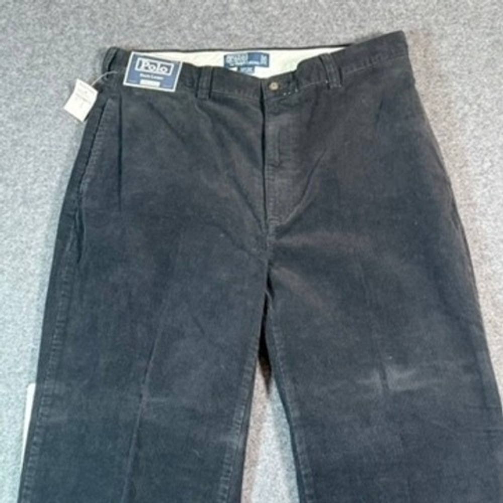 VTG Y2K Polo Ralph Lauren Philip Pant Mens 35x32 Black Corduroy Classic Fit NWT - Picture 3 of 12
